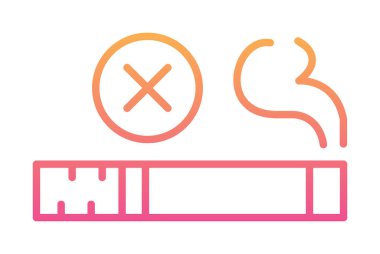 Tütün Günü vektör illüstrasyonu yok, dumanı tüten renk çizgisi simgesi yok 