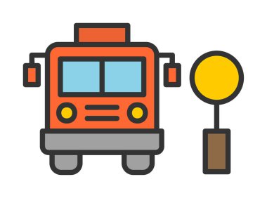 Otobüs Durağı vektör düz simgesi simgesi