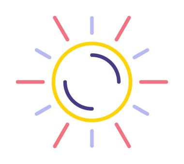 Güneş düz simge vektör çizim