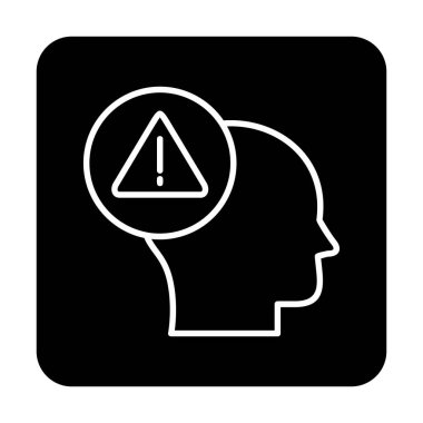 Uyarı işareti olan beyin, uyarı sembolü, vektör illüstrasyonu