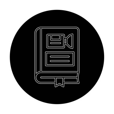 Kamera işaretli kitap simgesi, vektör illüstrasyonu basit tasarım