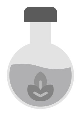 Yaprak ikonu resimli vektör matarası. Kimya konsepti              