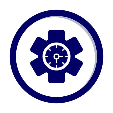 Saat simgesi, vektör illüstrasyonu, zaman sembolü ayarlanıyor. İçerideki saat dişlisi 