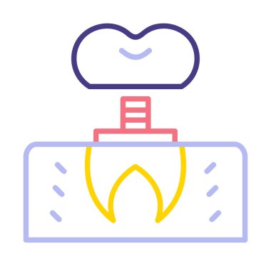 Diş implantı simgesi dış hat vektörü. 