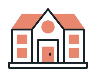 ev düz simgesi, vektör illüstrasyonu 