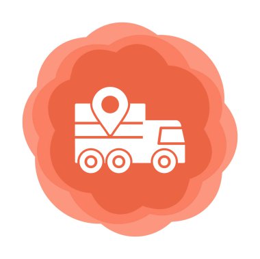 konum simgesine sahip dağıtım kamyonu, basit vektör illüstrasyonu