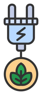elektrik prizi, Yeşil Enerji simgesi, taslak illüstrasyon                  