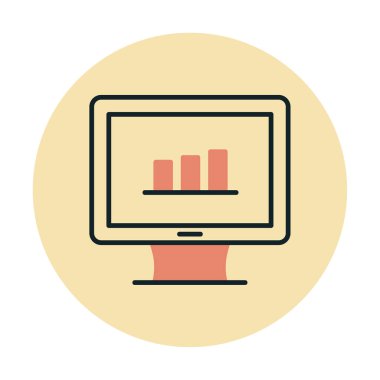 iş grafiği bilgisayar ekranında, vektör illüstrasyonu basit tasarım