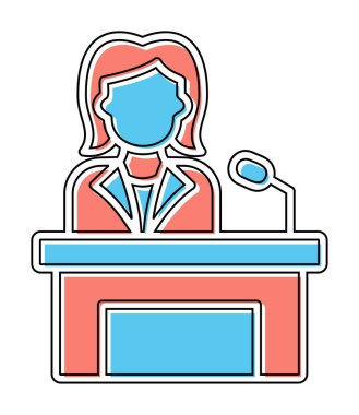 Konuşma standında konuşma yapan kadınlar, vektör illüstrasyonu