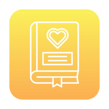 Kalp ikonu ve vektör illüstrasyonlu romantizm kitabı 