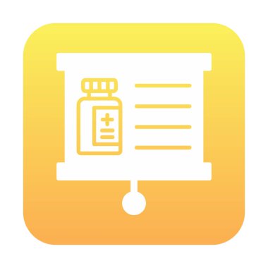 Tıbbi şişe simgesiyle sunum tahtası, vektör illüstrasyonu