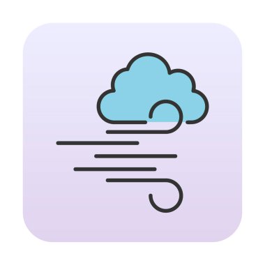 Bulutlu rüzgar simgesi, vektör illüstrasyonu 