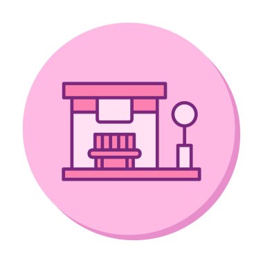 Otobüs Durağı vektör düz simgesi simgesi