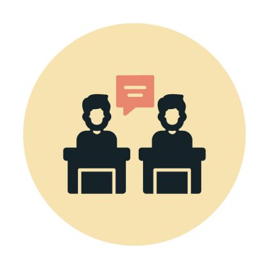 Konuşma yapan erkekler tartışma ikonu, vektör illüstrasyonunda ayakta duruyorlar