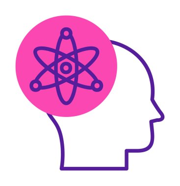 Atom, bilim simgesi, vektör illüstrasyon tasarımı olan insan kafası                                   