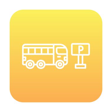 Otobüs park simgesinin vektör illüstrasyonu 