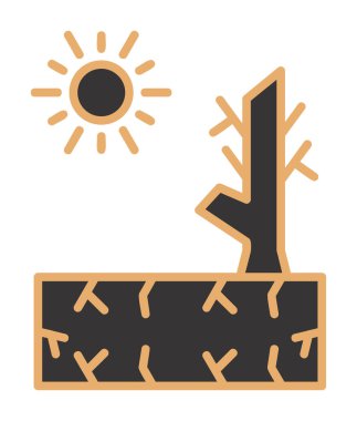 Kuraklık zeminli bir ağacın vektör düzlüğü simgesi 