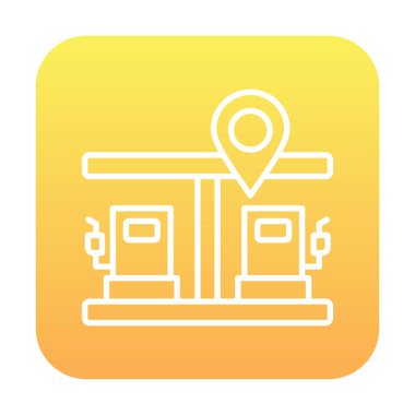 Benzin istasyonu web simgesi, vektör illüstrasyonlu harita işaretleyici