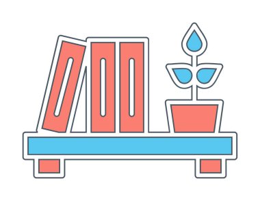 kitaplık düz simge, vektör illüstrasyonu 