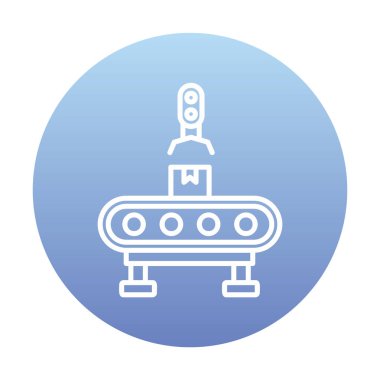 düz Fabrika Makine simgesi vektör çizimi  