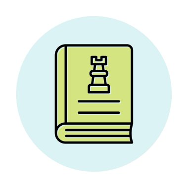 Satranç taşı simgesi, vektör illüstrasyonlu kitap