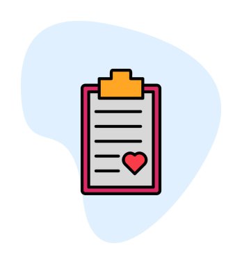 Kalp ikonu vektör illüstrasyonlu Tıbbi Rapor               