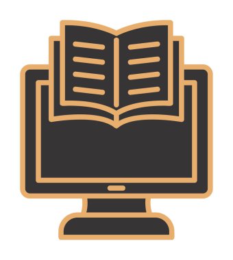 E-kitap ve bilgisayar ekran simgesi, vektör illüstrasyonu 