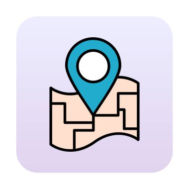 Konum iğnesi, vektör illüstrasyonlu harita simgesi