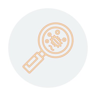 Büyüteç cam simgesi, vektör illüstrasyonu ile Bakteri aranıyor  