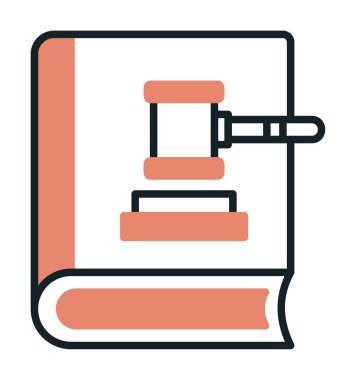 Hukuk kitabı ve tokmak. Web simgesi basit illüstrasyon 