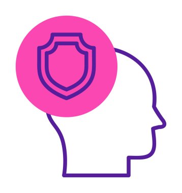 Kalkan ikonlu düz kafa. vektör illüstrasyonu