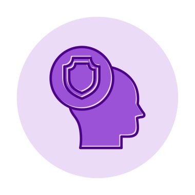 Kalkan ikonlu düz kafa. vektör illüstrasyonu