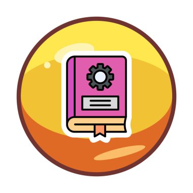 Mekanik kitap düz simgesi, vektör illüstrasyonu 