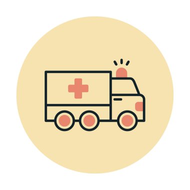 Basit düz ambülans araba vektör çizimi  