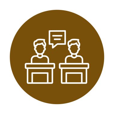 Konuşma yapan erkekler tartışma ikonu, vektör illüstrasyonunda ayakta duruyorlar