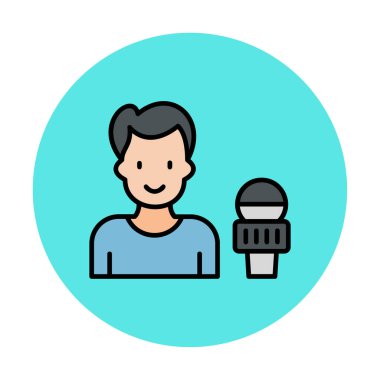 Haber muhabiri. Web simgesi basit illüstrasyon                       