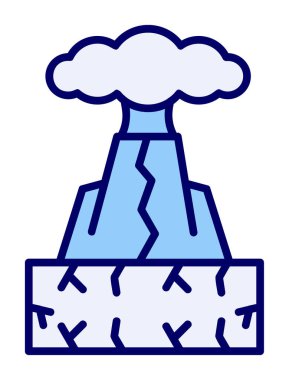 Volkan vektör illüstrasyonu, çizgi film simgesi ögesi.                         