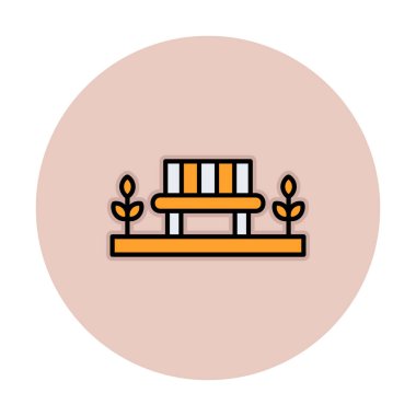 Park bankının ikonu. Düz renk tasarımı. vektör illüstrasyonu