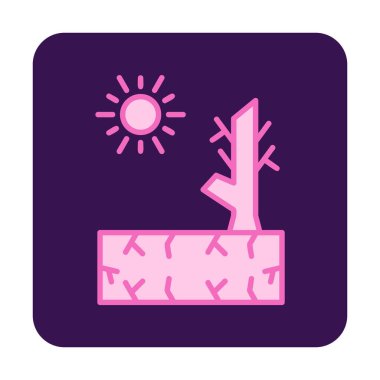 Kuraklık zeminli bir ağacın vektör düzlüğü simgesi 