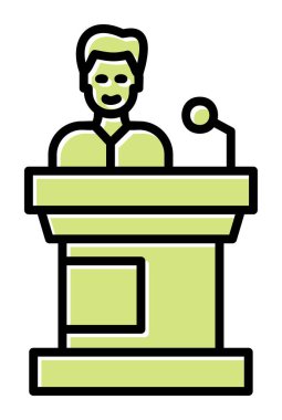 Konuşma standı ikonu, vektör illüstrasyonunda konuşma yapan erkekler