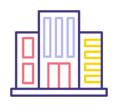 Otel binası ikon vektör illüstrasyonu                 