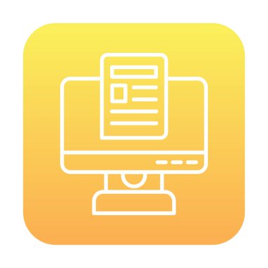 Yazı simgesi, vektör illüstrasyonlu bilgisayar ekranı