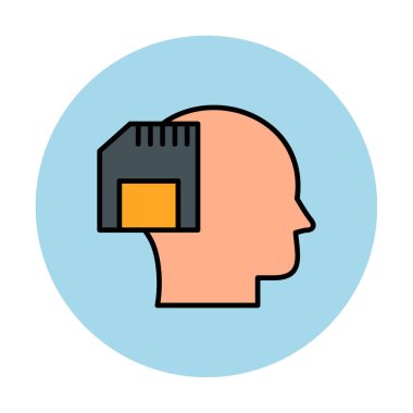 Hafıza kartı simgesine sahip insan kafası, vektör illüstrasyonu