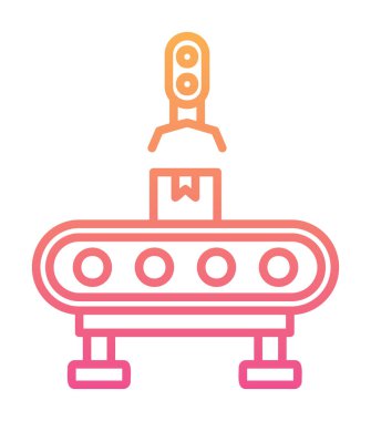 düz Fabrika Makine simgesi vektör çizimi  