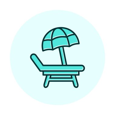 Plaj Sandalyesi Web simgesi, vektör illüstrasyonu