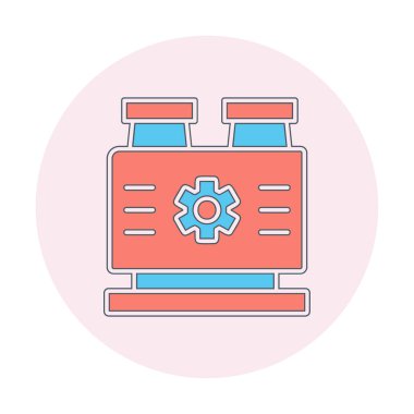 düz Fabrika Makine simgesi vektör çizimi  