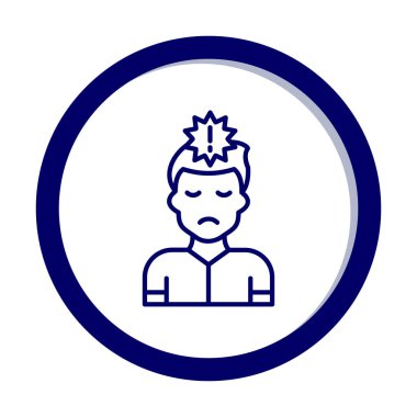 Ünlem işareti olan adam düz simge, panik konsepti, vektör illüstrasyonu