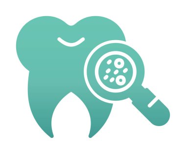 Diş simgesi, vektör illüstrasyonunda Bakteri aranıyor  