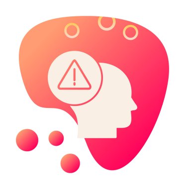 Uyarı işareti olan beyin, uyarı sembolü, vektör illüstrasyonu