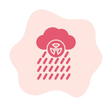 Düz dizaynlı bulut yağmuru simgesi. Asit Yağmuru vektörü 